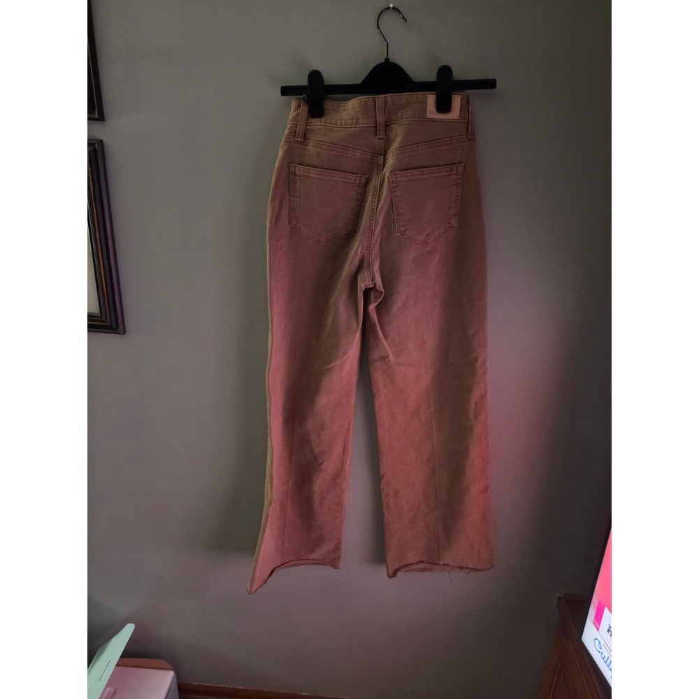 PAIGE High Rise Wide Leg Raw Hem Jeans Mauve Brown Size 24 - Picture 2 of 4